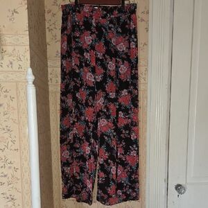 Torrid Black and Pink Floral Wide Leg Pants